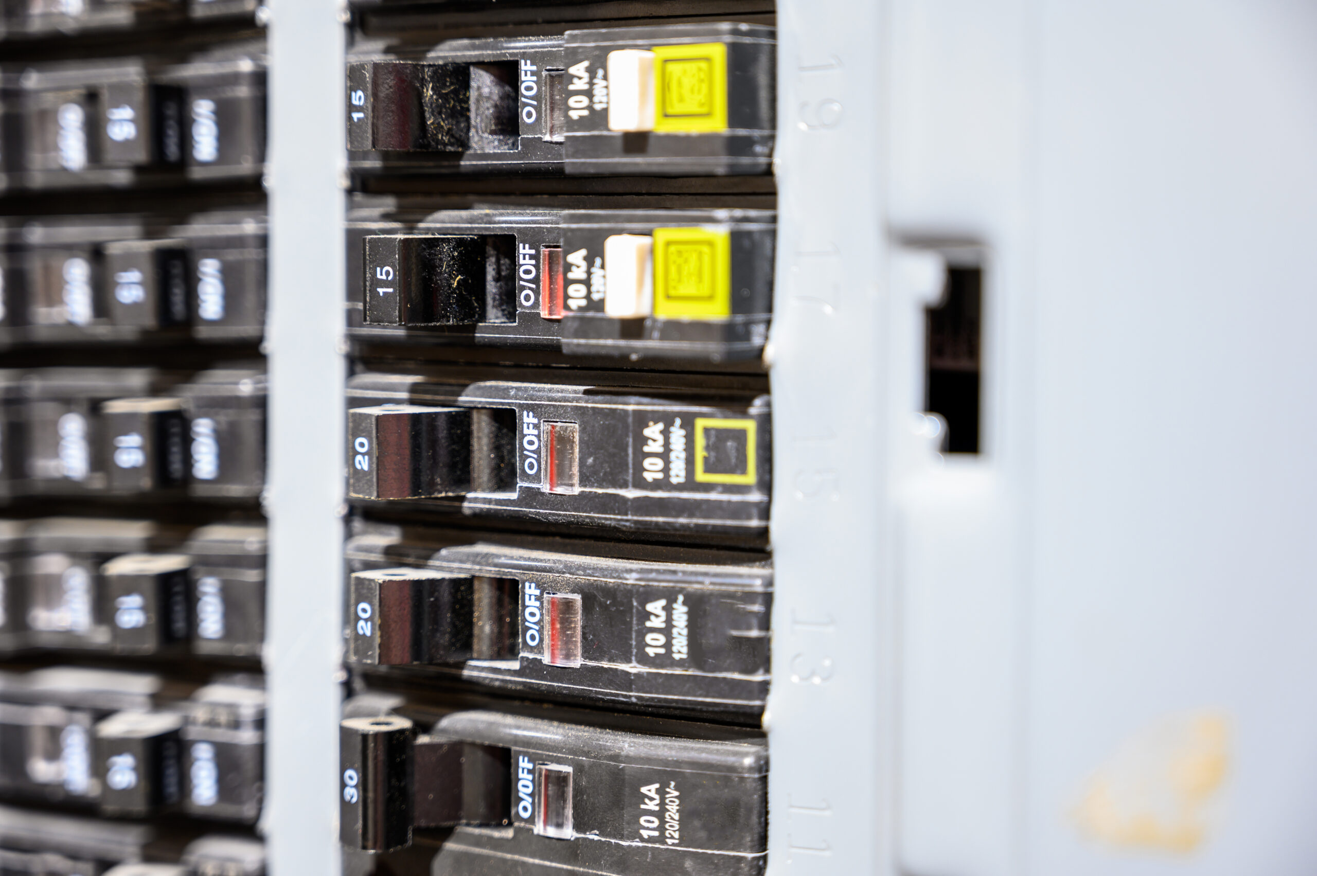 Tripped breaker in residential house electric box